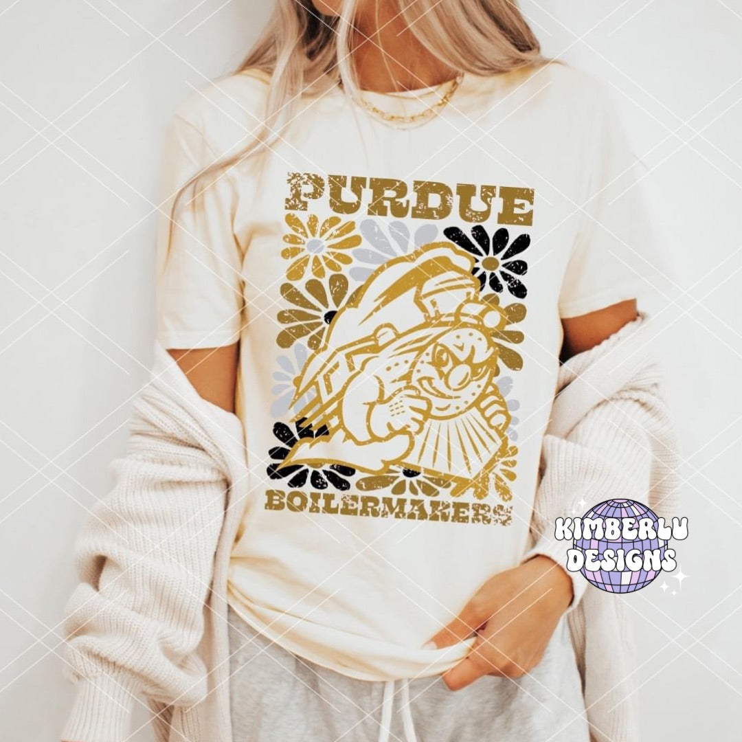 Purdue Boilermakers Groovy Floral