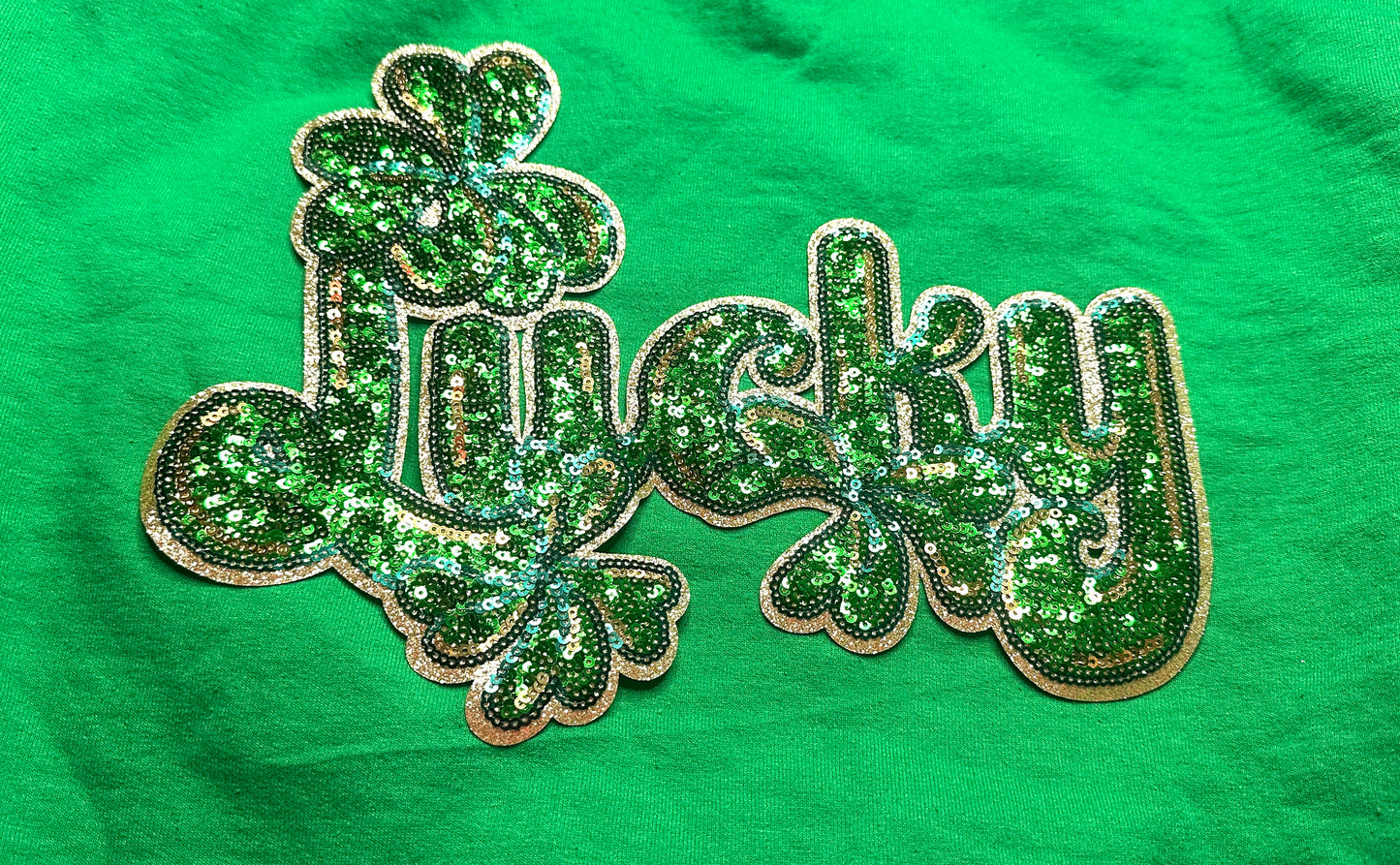 Lucky Sequin Patch Crewneck