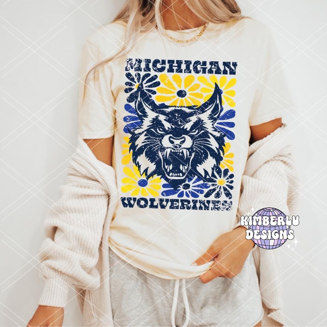 Michigan Wolverines Groovy Floral