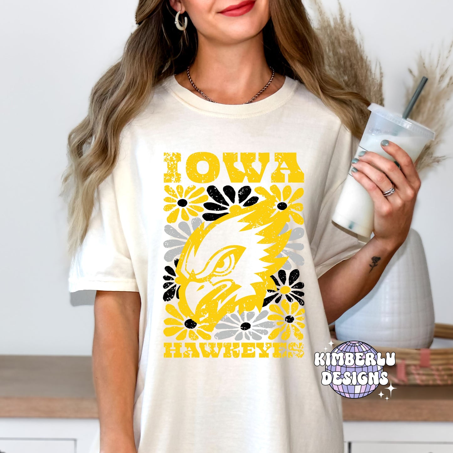 Iowa Hawkeye Groovy Floral