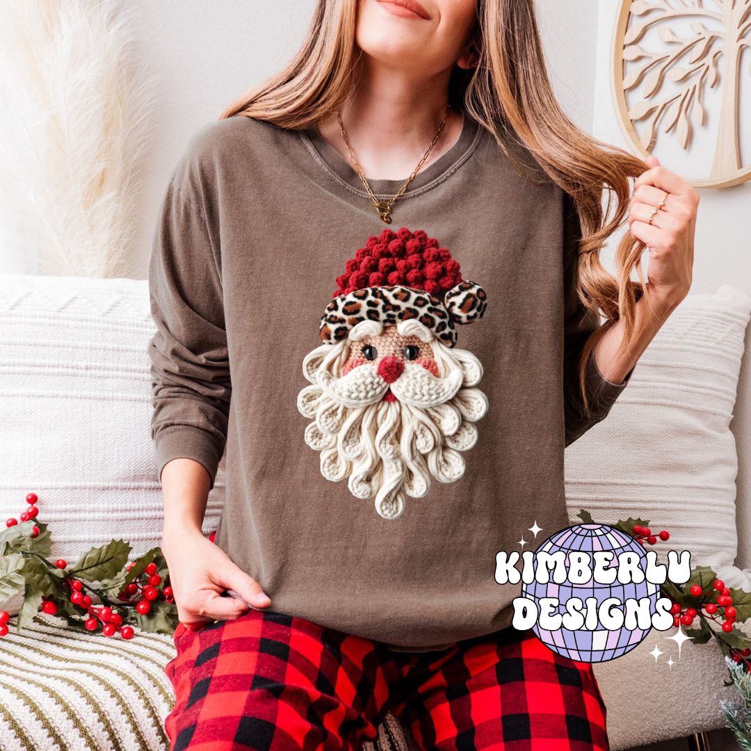 Faux Knit Leopard Santa