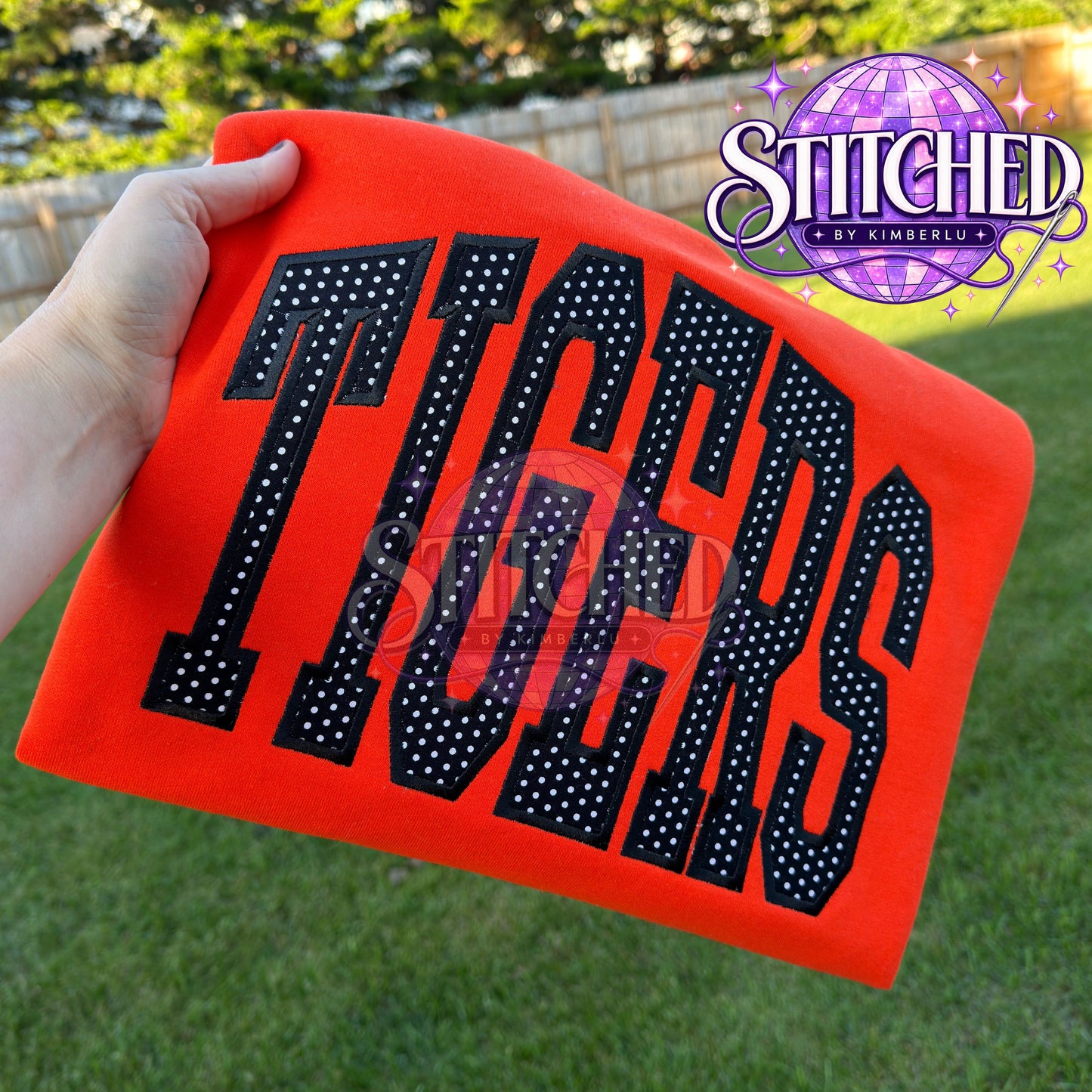 Tigers Embroidered Polka Dot Crewneck