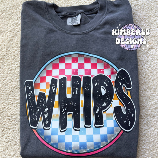 Whips Neon Checkered Mascot