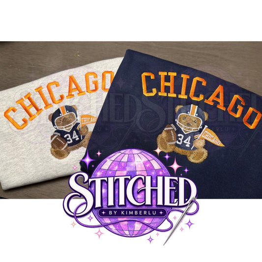Chicago Football Teddy Embroidered Crewneck