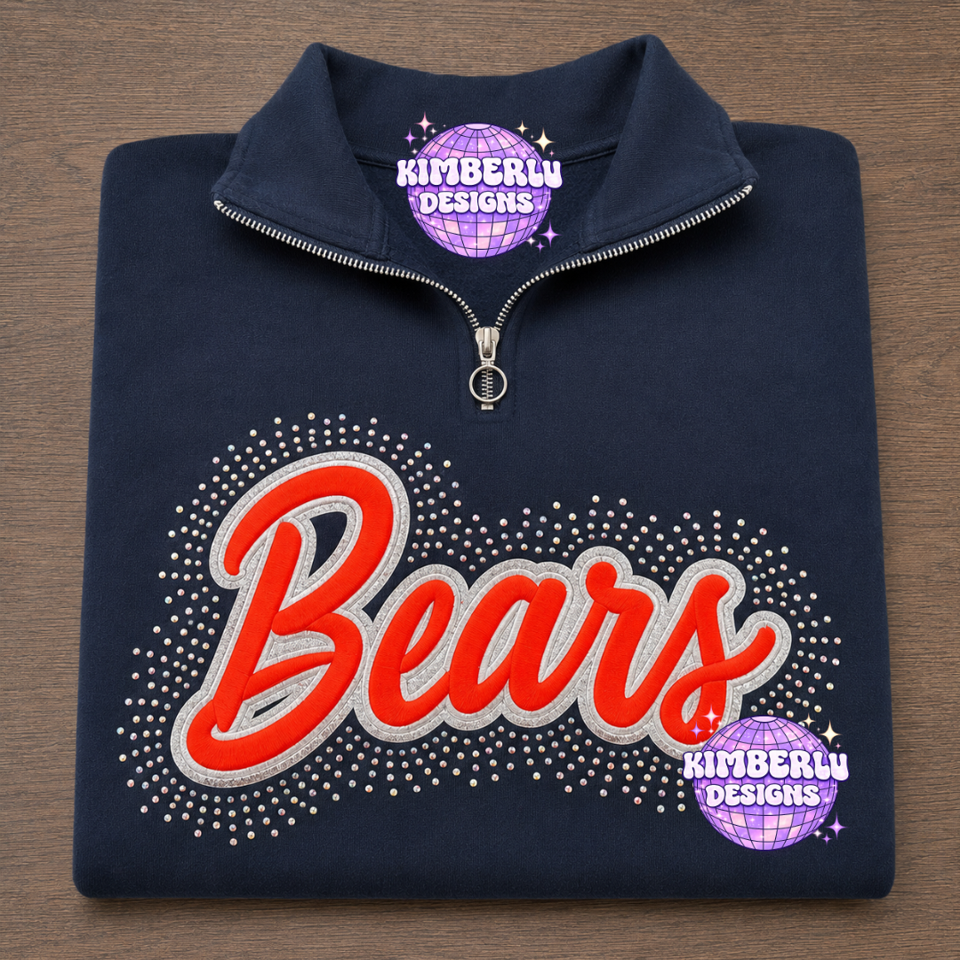 Bears Embroidered Patch Sweatshirt with Rhinestone
