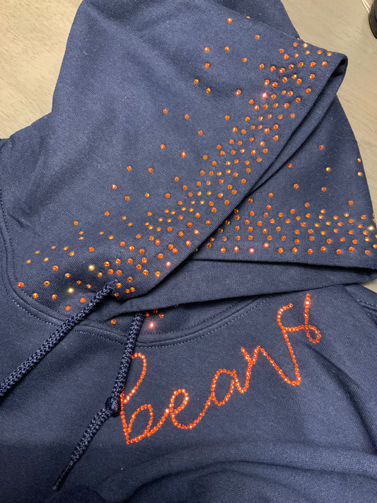 Bears Rhinestone Collar Hoodie