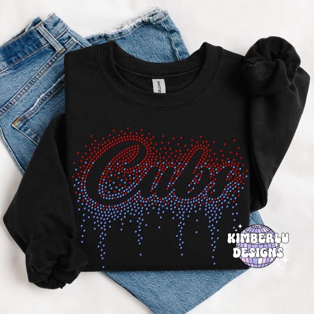 Cubs Rhinestone Ombre Design