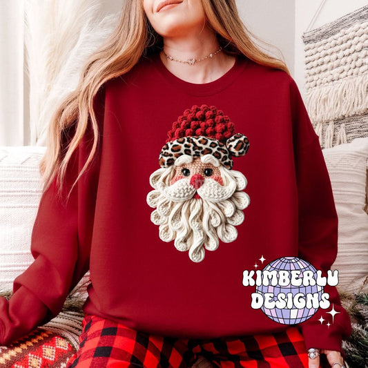 Faux Knit Leopard Santa