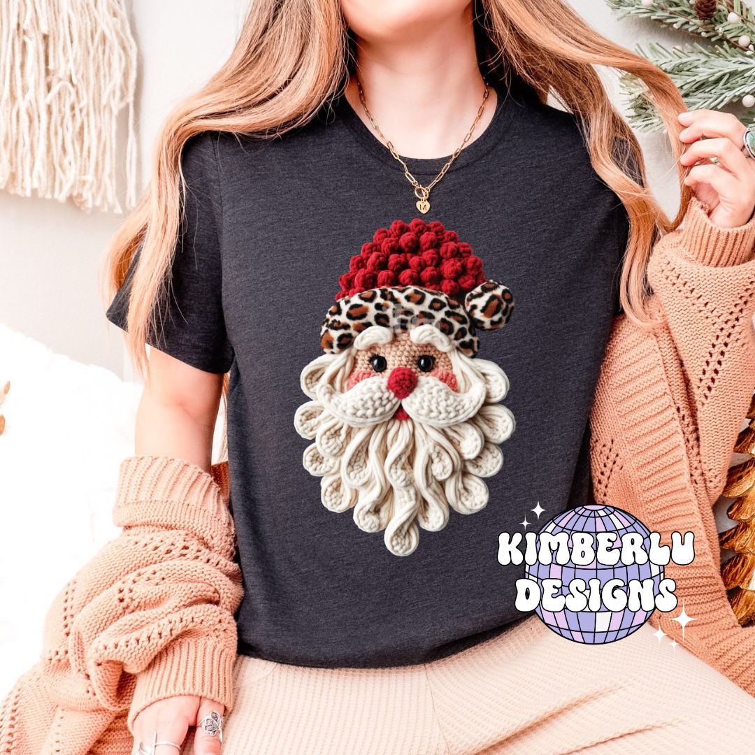 Faux Knit Leopard Santa
