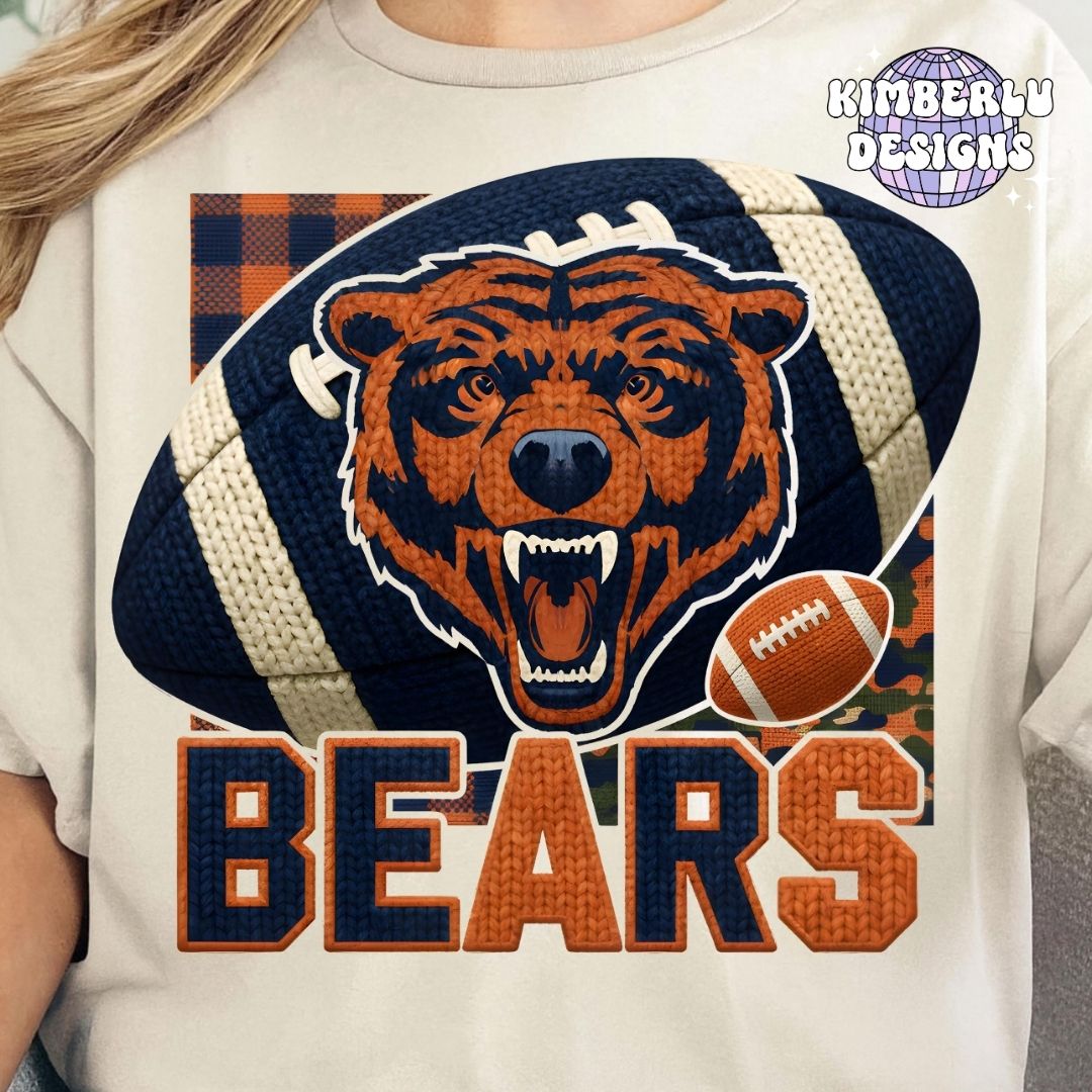 Bears Checkered Faux Embrodiery