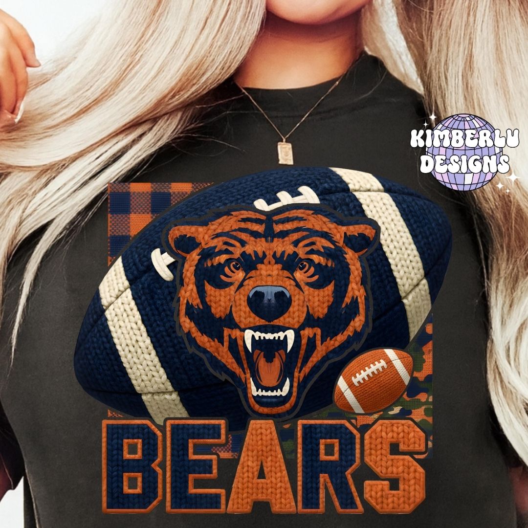 Bears Checkered Faux Embrodiery