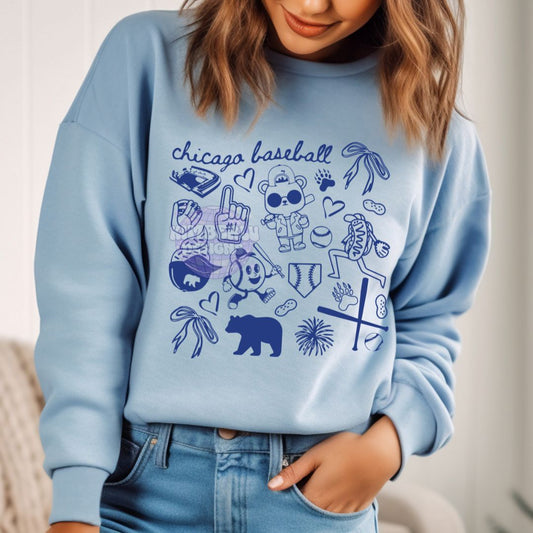 Chicago Baseball Doodle - Cubs