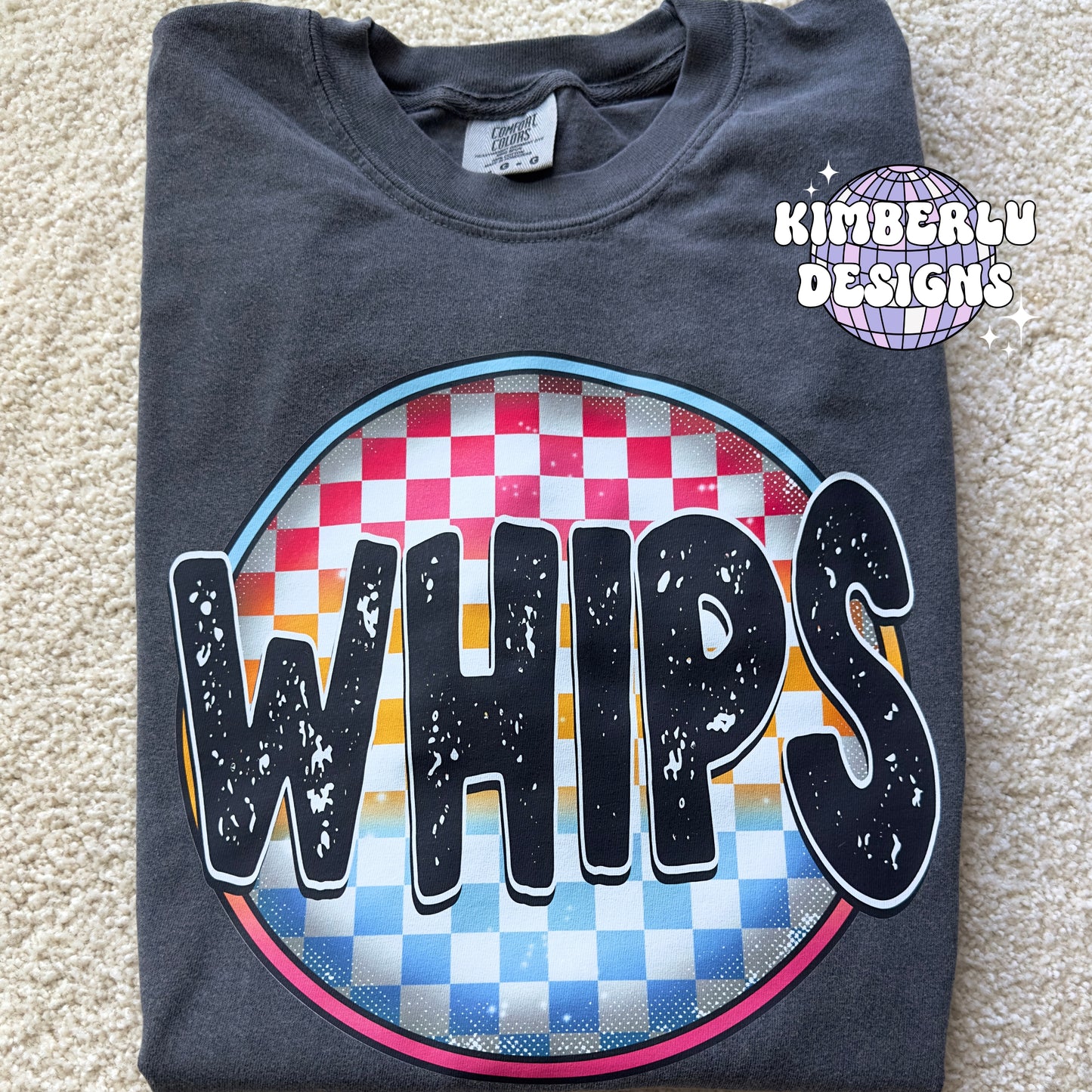 Whips Neon Checkered Mascot