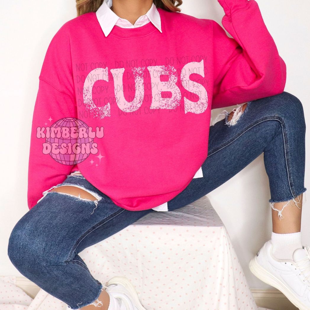 CUBS Pink Grunge Mascot